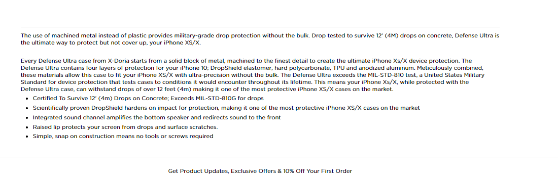 x doria iphone case example product page seo